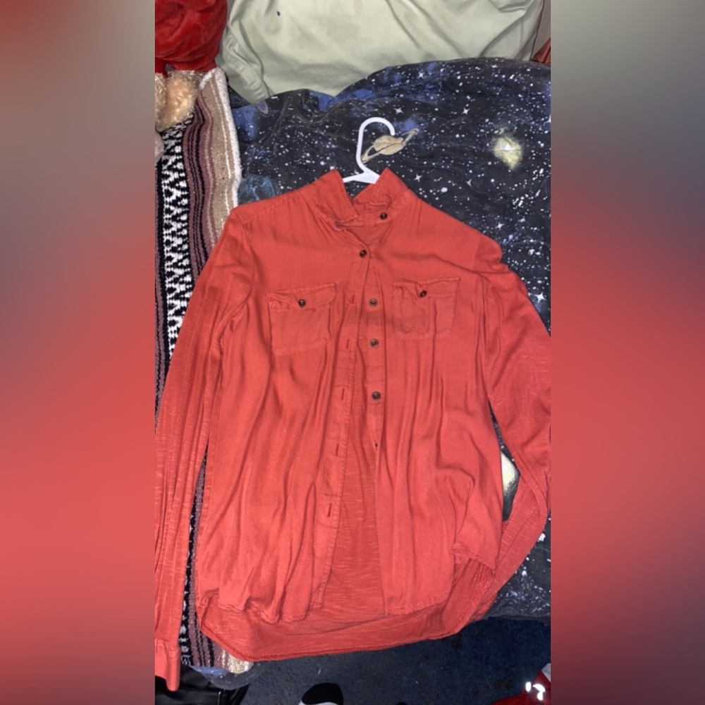 Pink Button Up Size Small - image 1